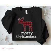 Red Plaid Merry Christmoose Christmas GIFT Sweatshirt thumb 2