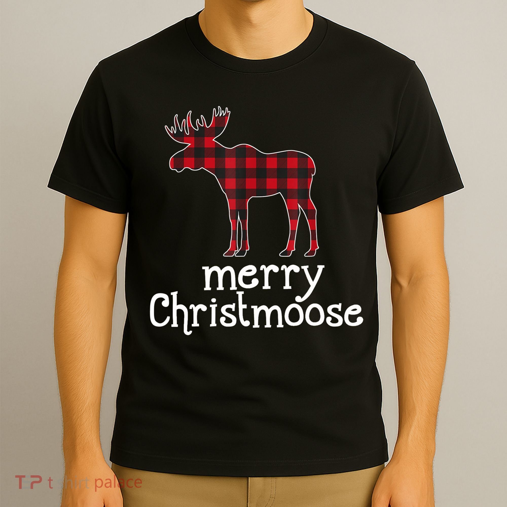 Red Plaid Merry Christmoose Christmas GIFT T-Shirt