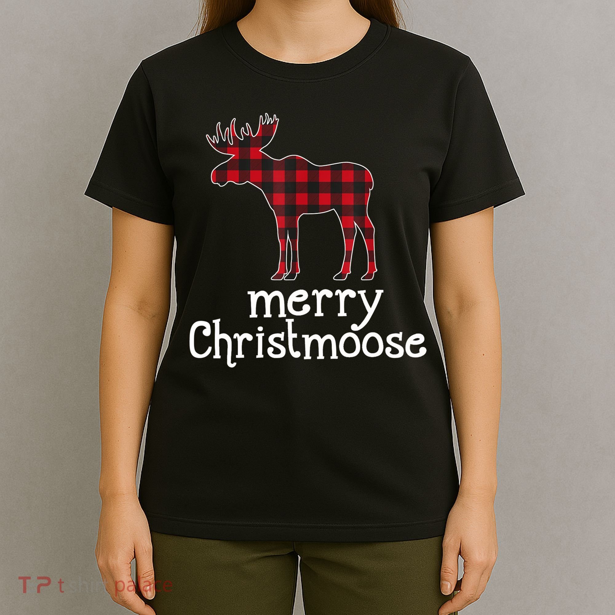 Red Plaid Merry Christmoose Christmas GIFT T-Shirt