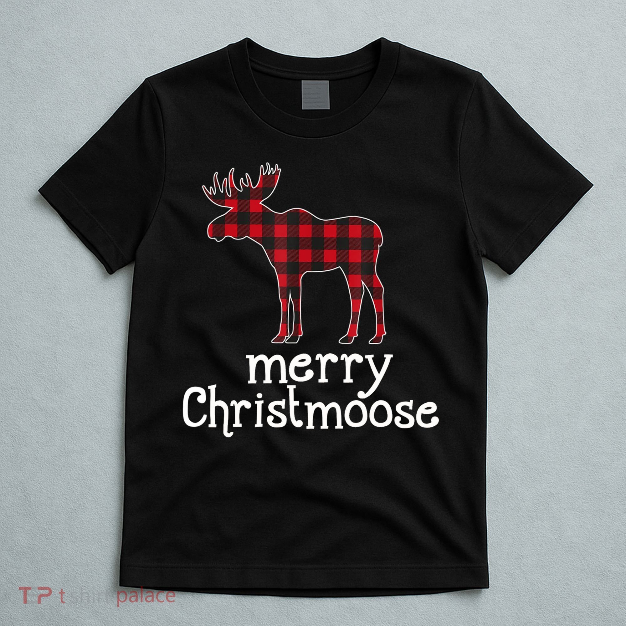 Red Plaid Merry Christmoose Christmas GIFT T-Shirt