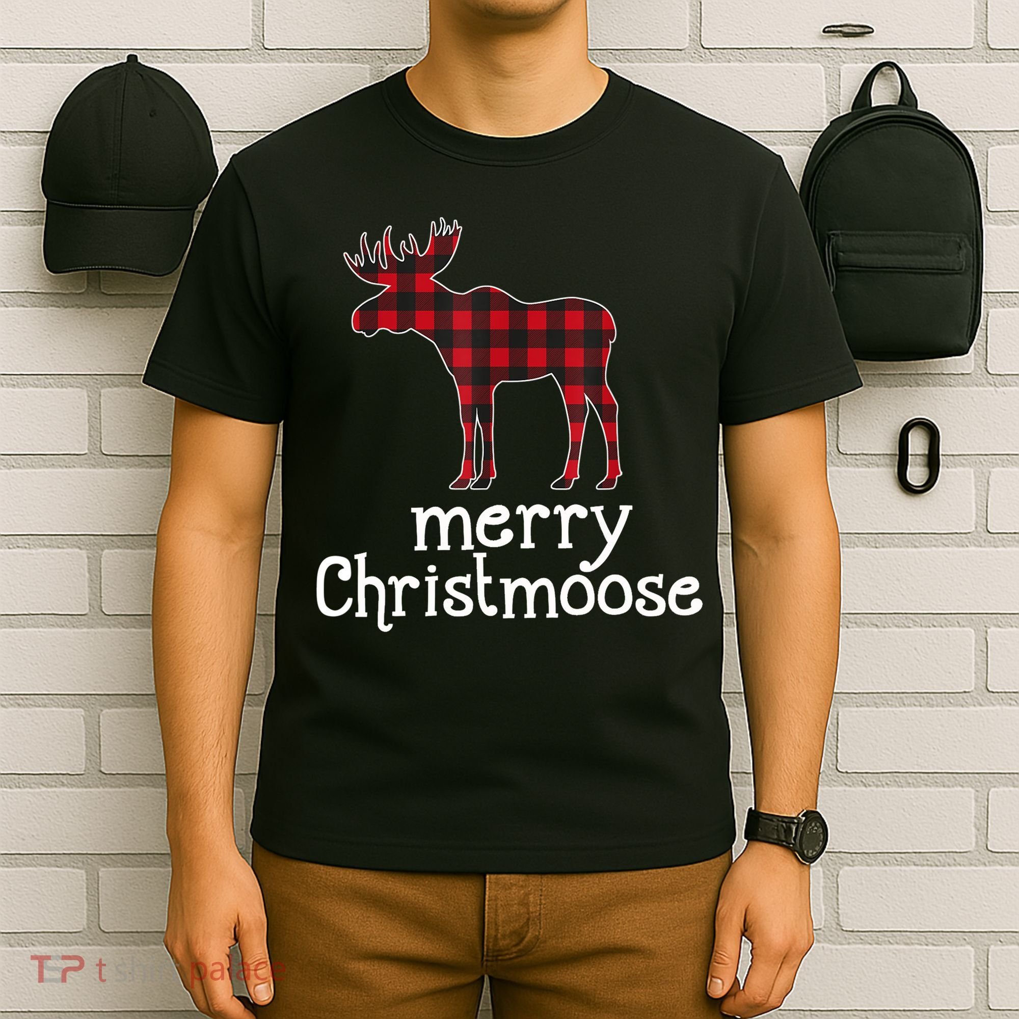 Red Plaid Merry Christmoose Christmas GIFT T-Shirt