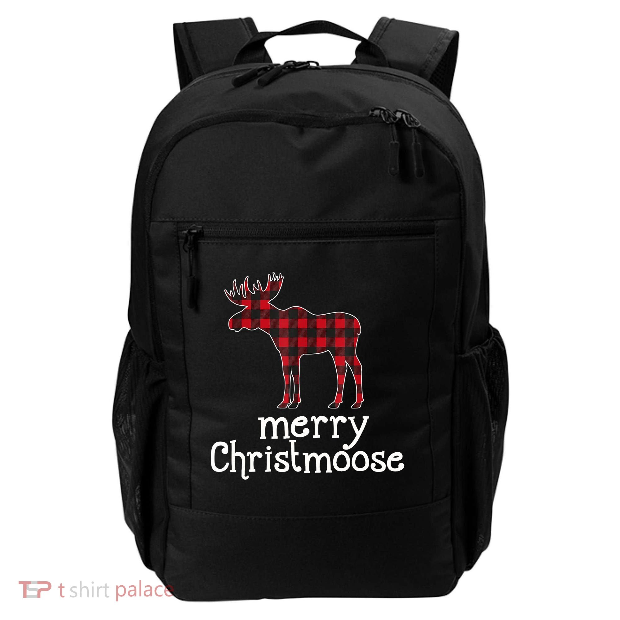Red Plaid Merry Christmoose Christmas GIFT Backpack