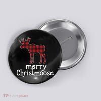 Red Plaid Merry Christmoose Christmas GIFT Button thumb 0