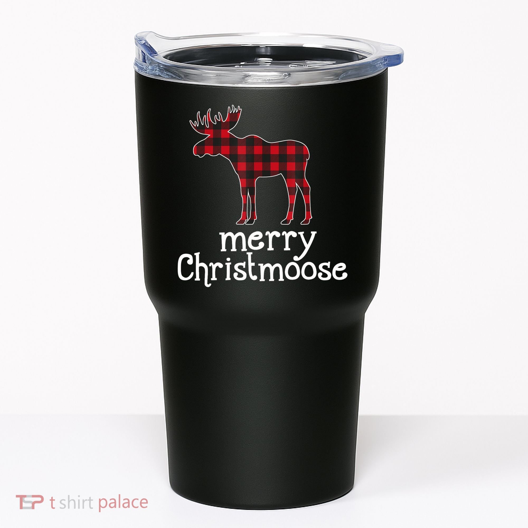 Red Plaid Merry Christmoose Christmas GIFT Tumbler