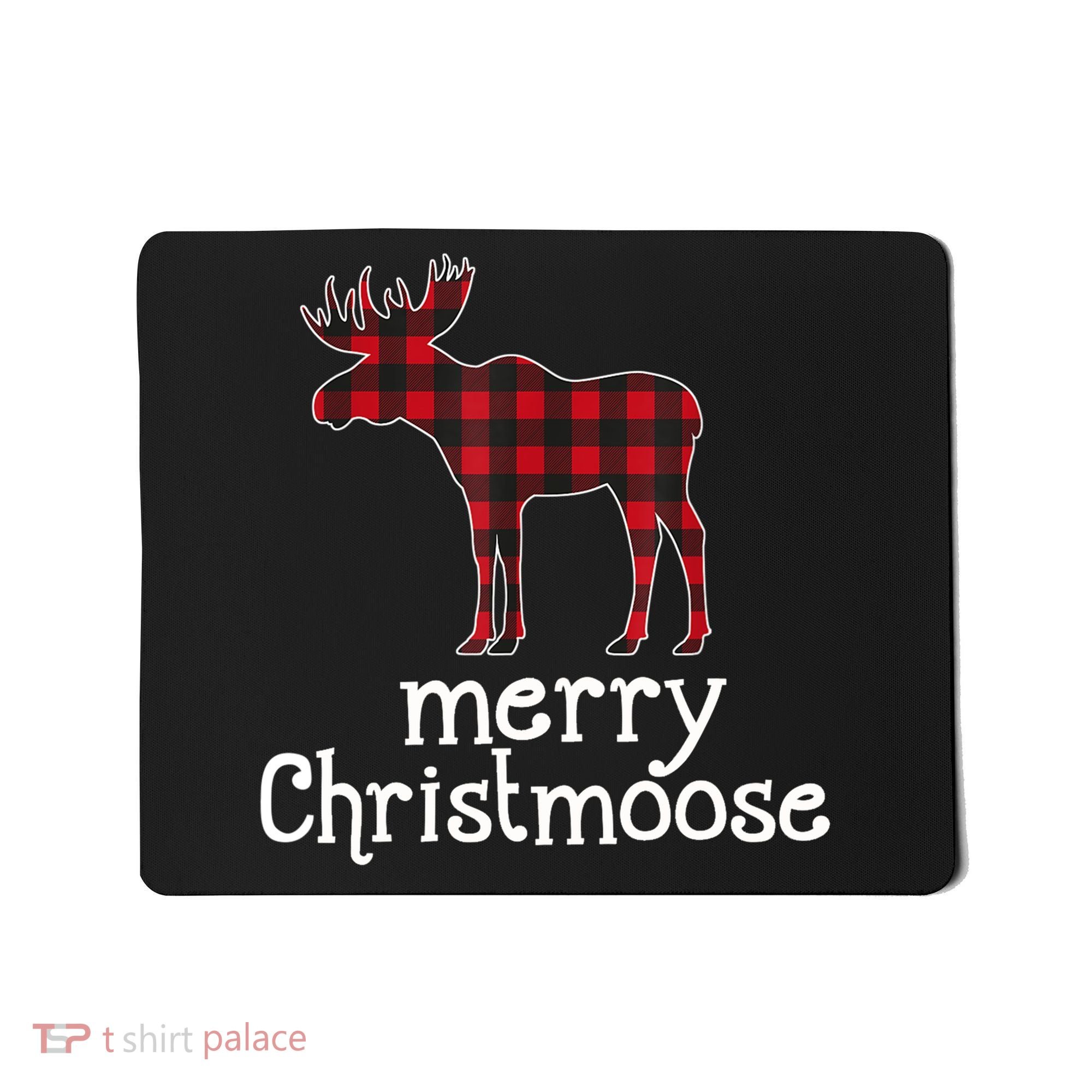 Red Plaid Merry Christmoose Christmas GIFT Mousepad