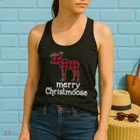 Red Plaid Merry Christmoose Christmas GIFT Women's Tank Top thumb 2