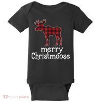 Red Plaid Merry Christmoose Christmas GIFT Baby Bodysuit thumb 0