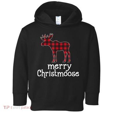 Red Plaid Merry Christmoose Christmas GIFT Toddler Hoodie
