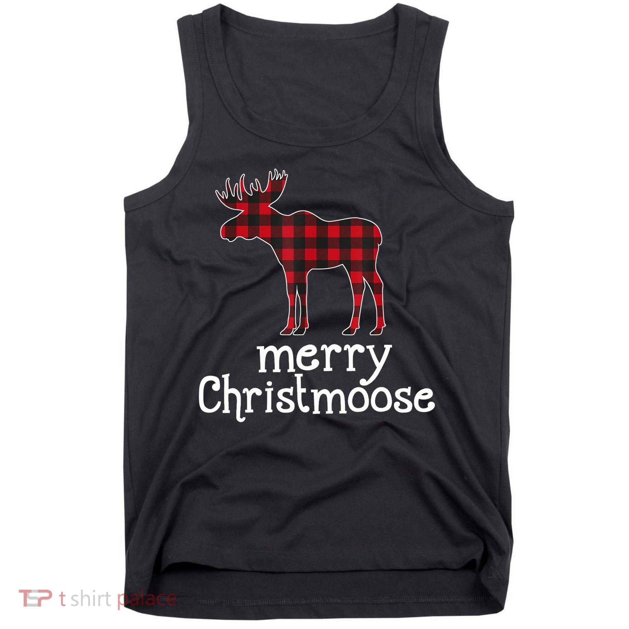 Red Plaid Merry Christmoose Christmas GIFT Tank Top