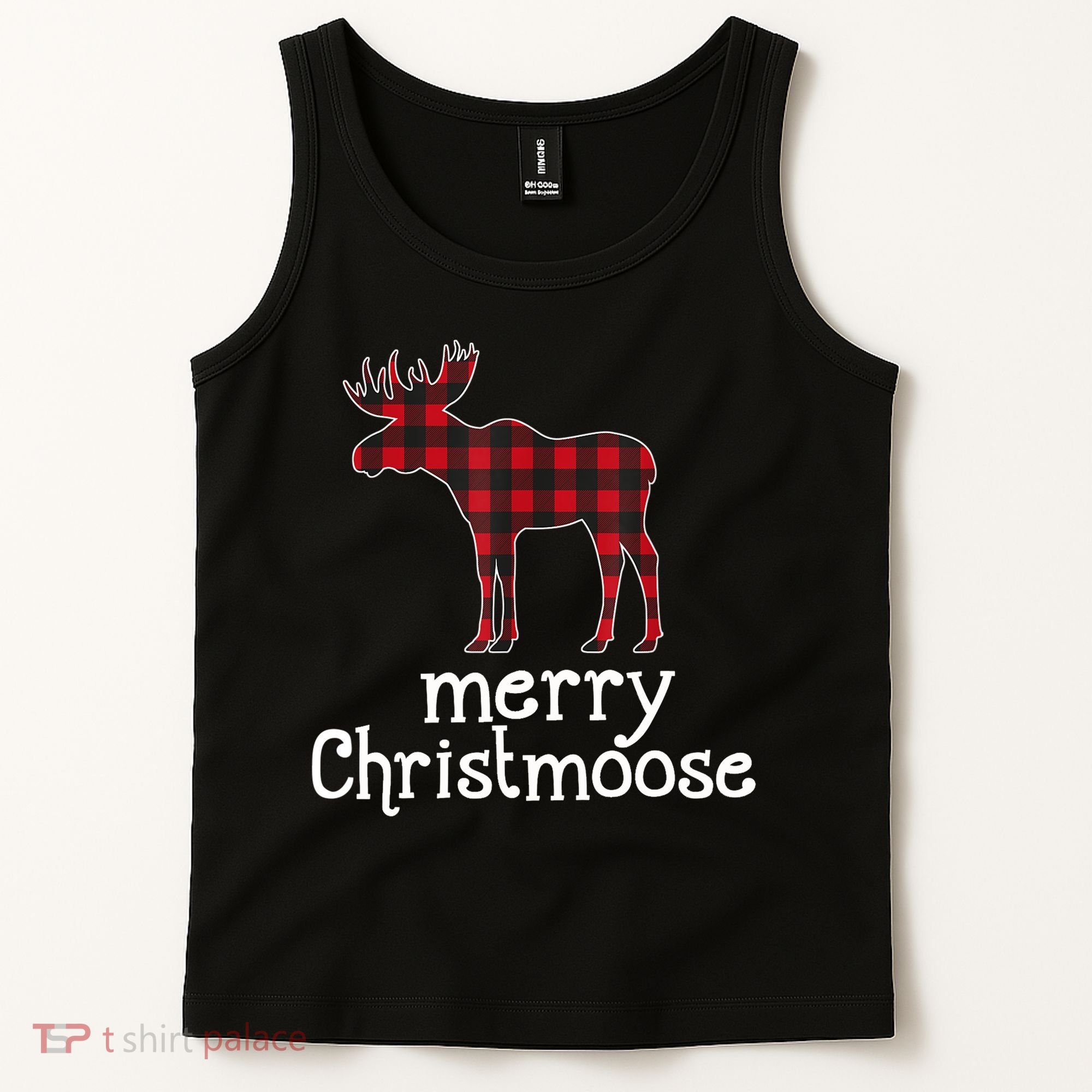 Red Plaid Merry Christmoose Christmas GIFT Tank Top