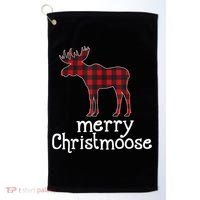 Red Plaid Merry Christmoose Christmas GIFT Golf Towel thumb 0