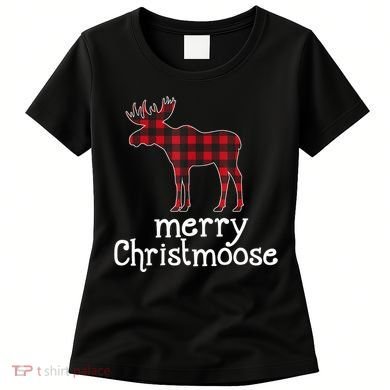 Red Plaid Merry Christmoose Christmas GIFT Women's T-Shirt