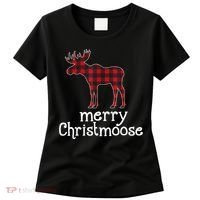 Red Plaid Merry Christmoose Christmas GIFT Women's T-Shirt thumb 0