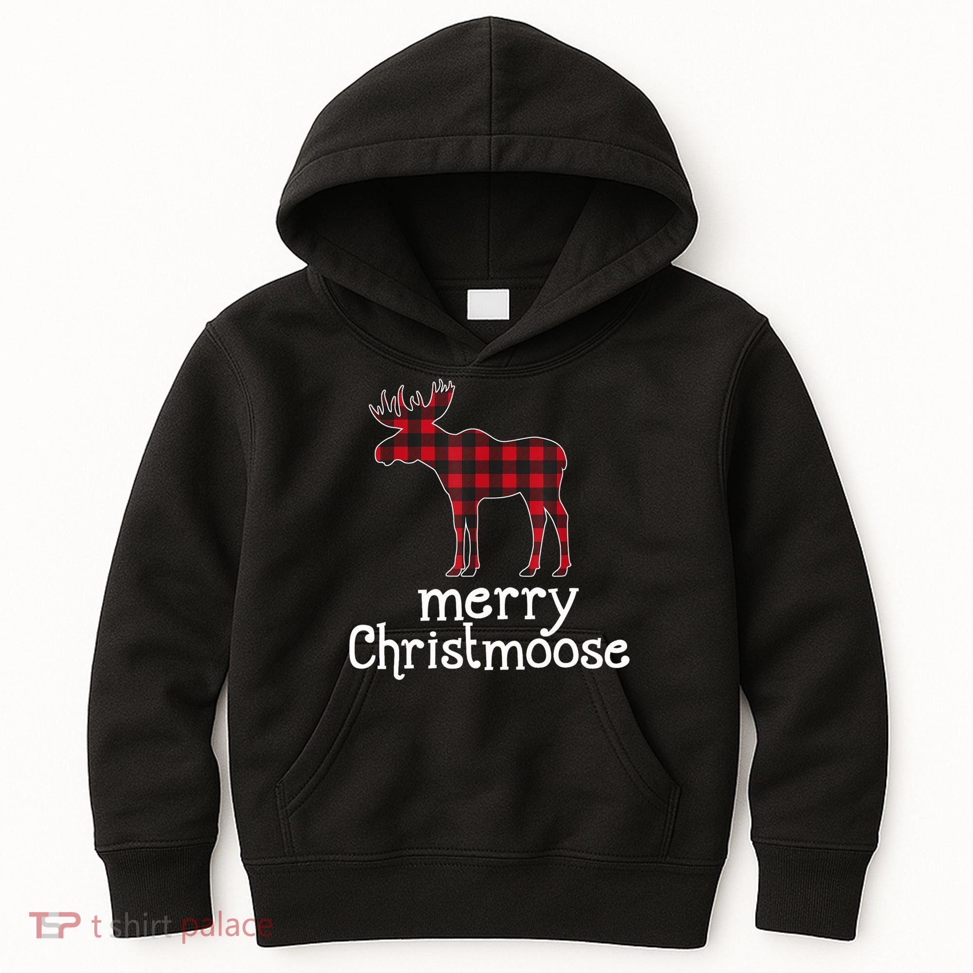 Red Plaid Merry Christmoose Christmas GIFT Kids Hoodie