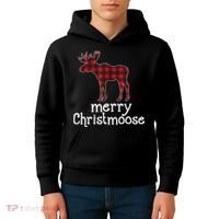 Red Plaid Merry Christmoose Christmas GIFT Kids Hoodie thumb 4