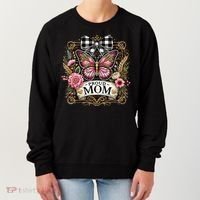 Rustic Proud Mom Elegant Butterfly & Flowers For Mothers  Women's Sweatshirt thumb 0