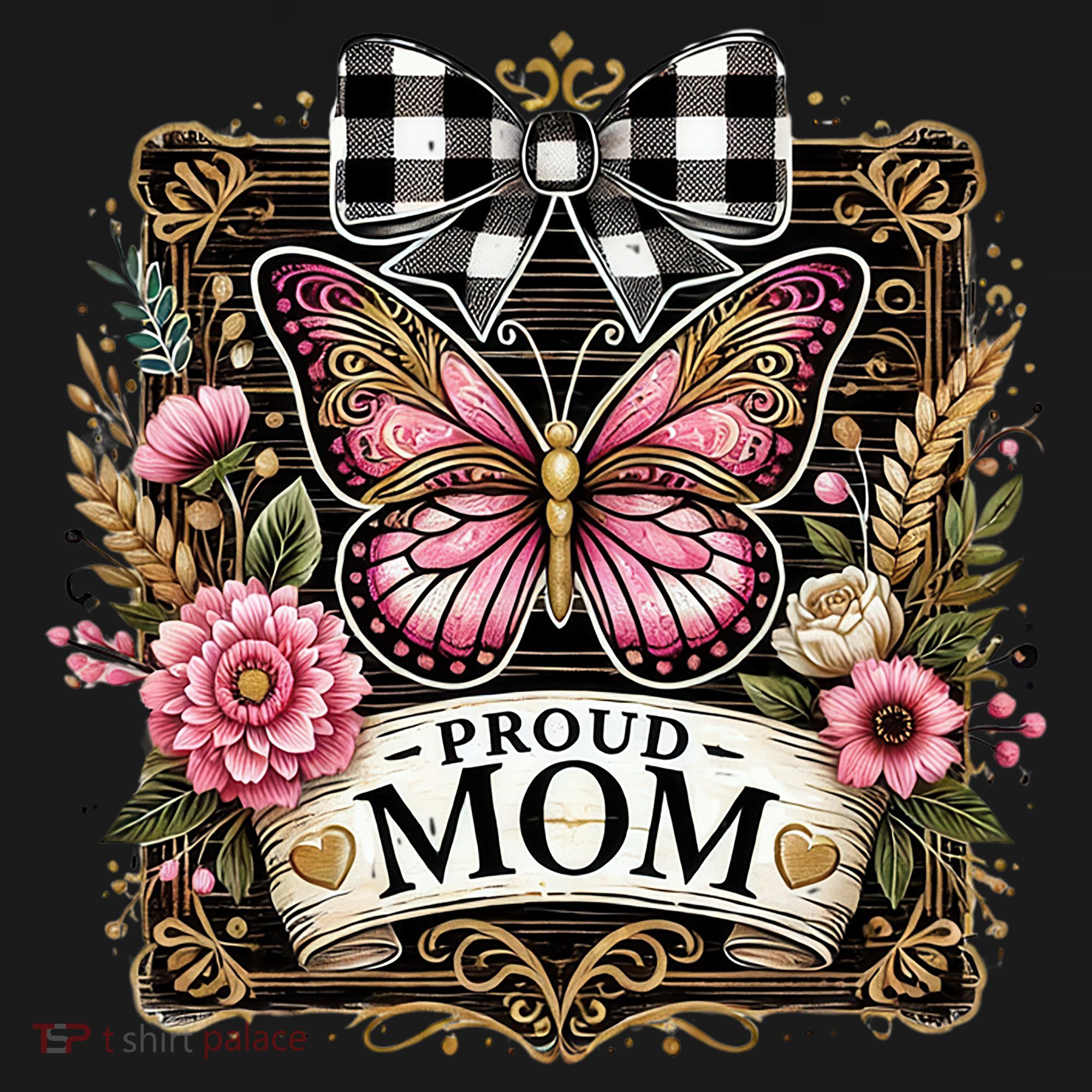 Rustic Proud Mom Elegant Butterfly & Flowers For Mothers  Bucket Hat