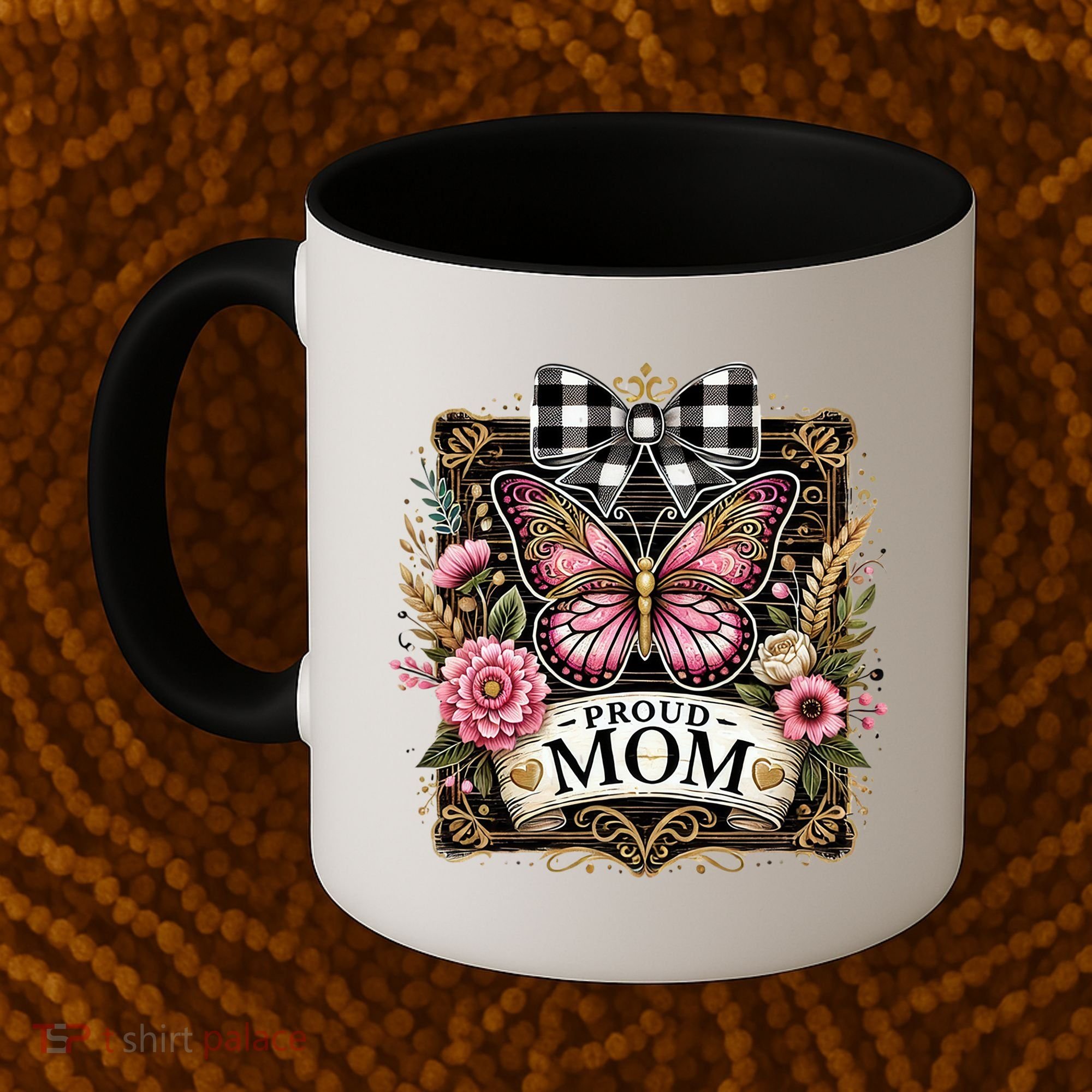 Rustic Proud Mom Elegant Butterfly & Flowers For Mothers  Coffee Mug