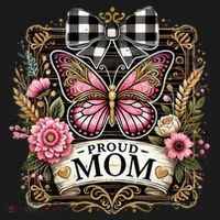 Rustic Proud Mom Elegant Butterfly & Flowers For Mothers  Women's Hoodie thumb 2