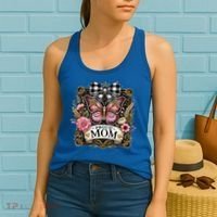 Rustic Proud Mom Elegant Butterfly & Flowers For Mothers  Women's Tank Top thumb 2