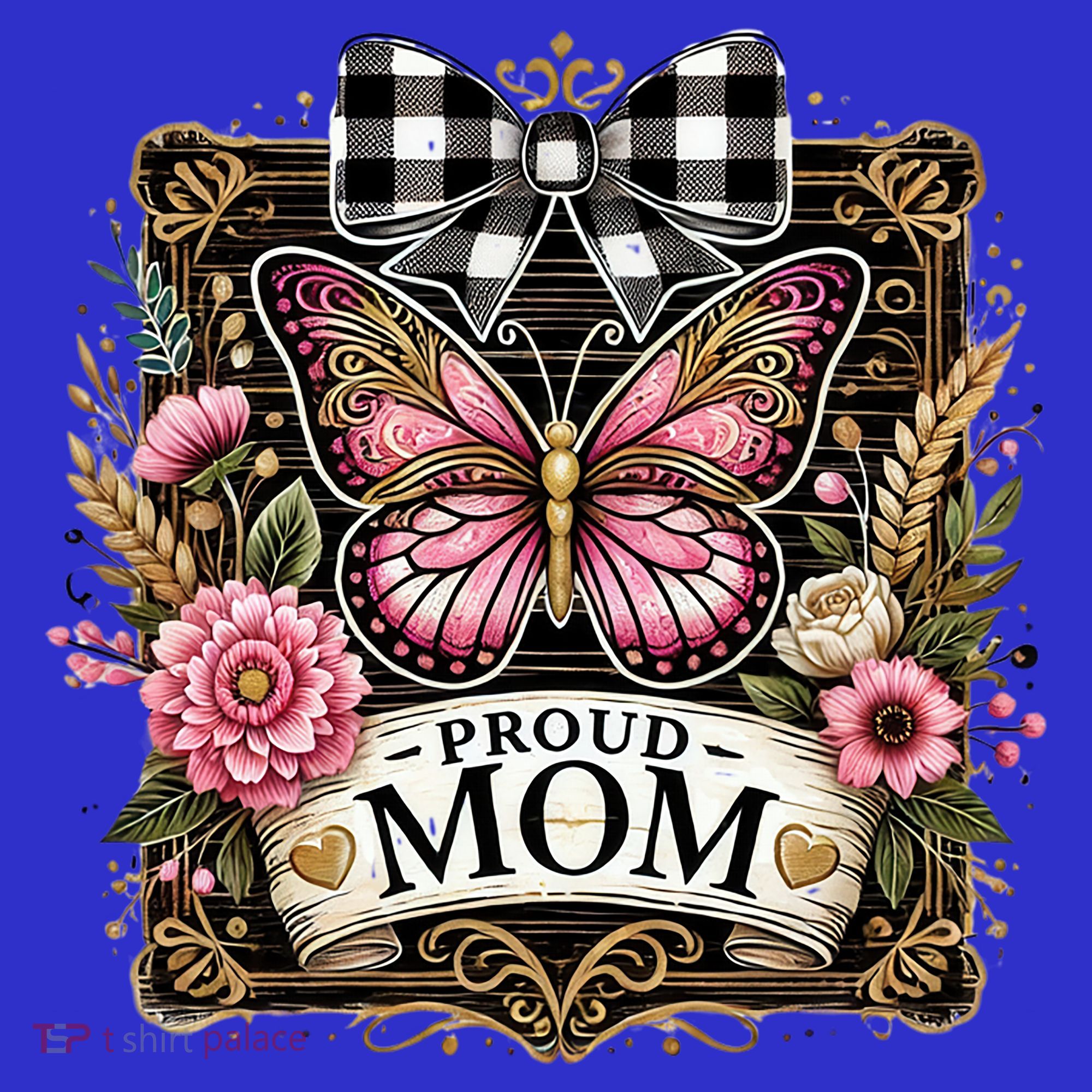Rustic Proud Mom Elegant Butterfly & Flowers For Mothers  Women's Tank Top