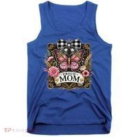 Rustic Proud Mom Elegant Butterfly & Flowers For Mothers  Tank Top thumb 0