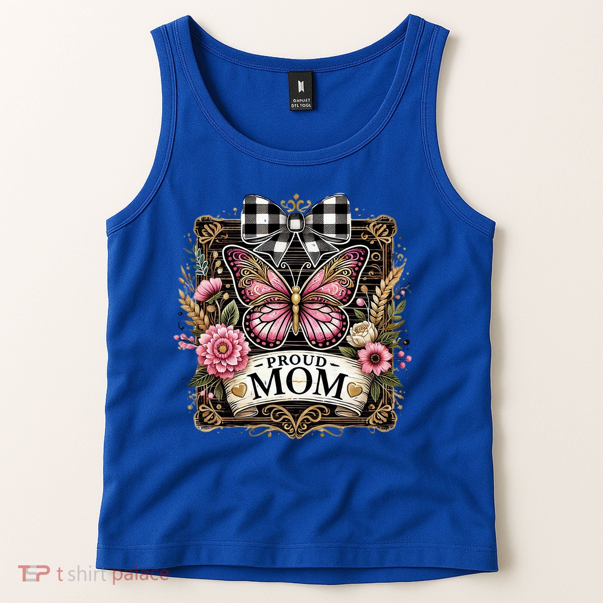 Rustic Proud Mom Elegant Butterfly & Flowers For Mothers  Tank Top