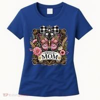 Rustic Proud Mom Elegant Butterfly & Flowers For Mothers  Women's T-Shirt thumb 0
