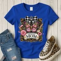 Rustic Proud Mom Elegant Butterfly & Flowers For Mothers  Women's T-Shirt thumb 3