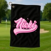 Retro Pink Nicki Golf Towel thumb 1
