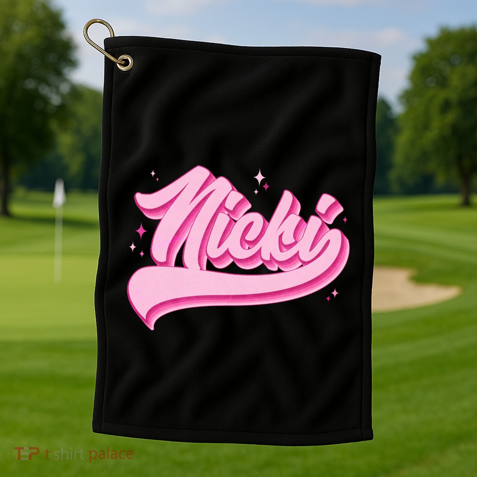 Retro Pink Nicki Golf Towel
