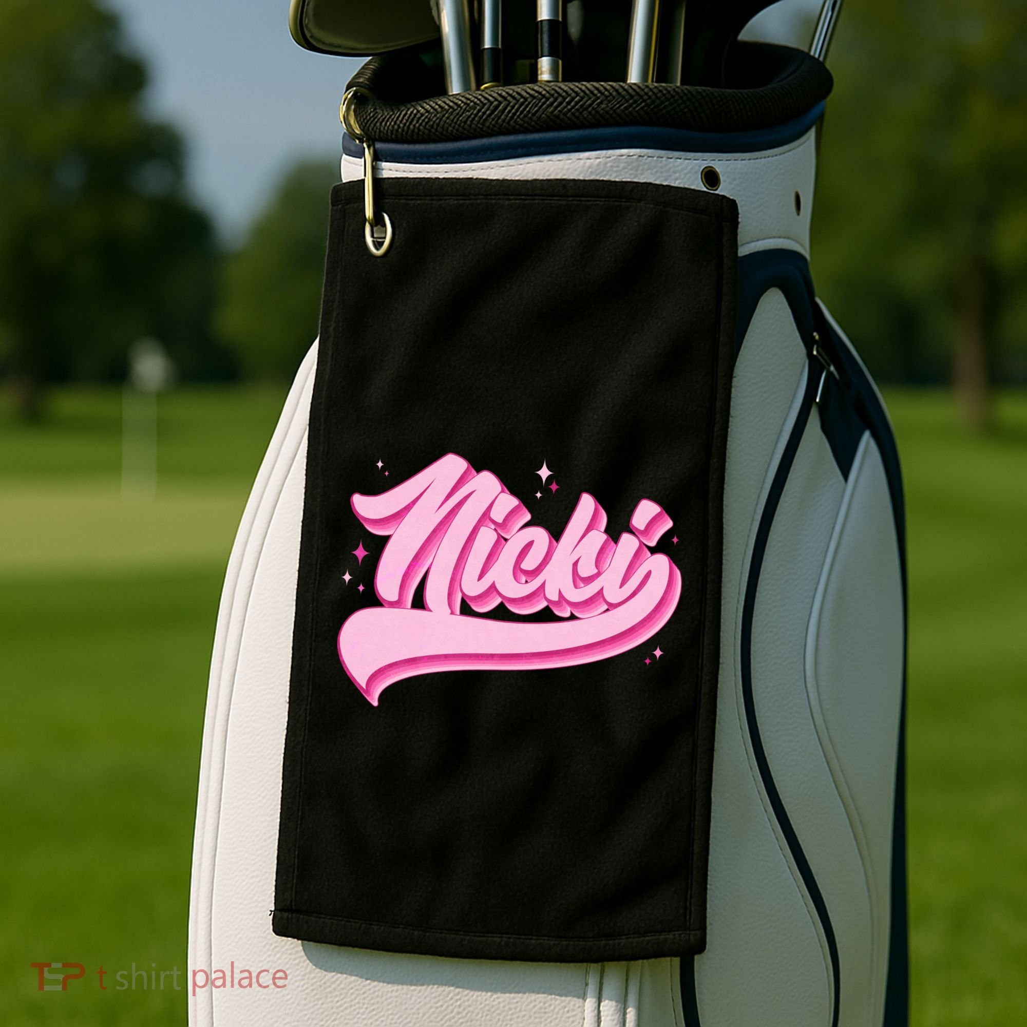 Retro Pink Nicki Golf Towel