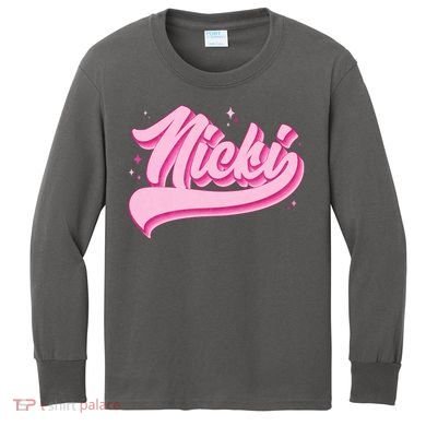 Retro Pink Nicki Kids Long Sleeve Shirt