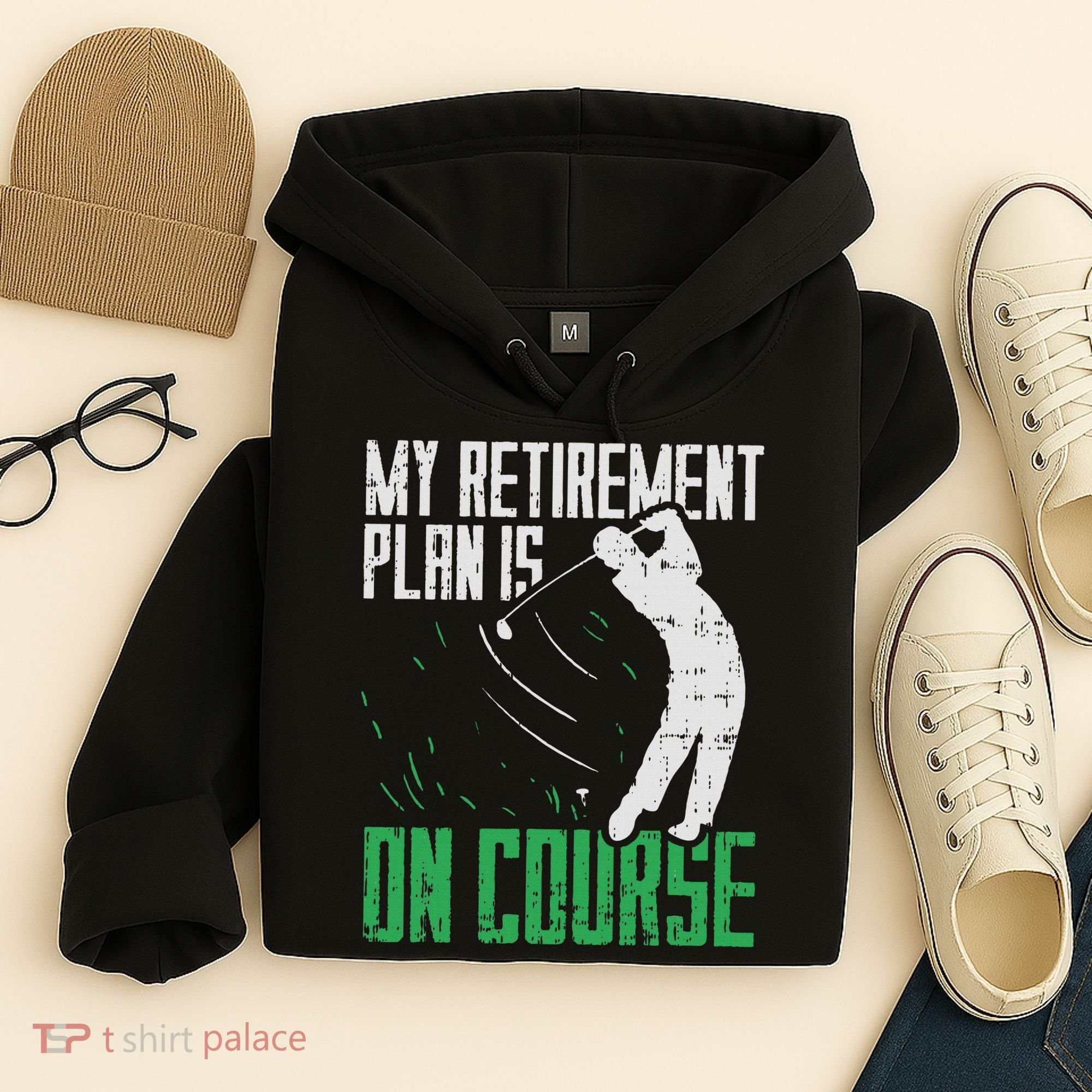 Retirement Plan On Course Golf Funny Retired Golfer Dad Gift Hoodie