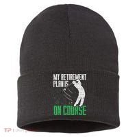 Retirement Plan On Course Golf Funny Retired Golfer Dad Gift Sustainable Knit Beanie thumb 0