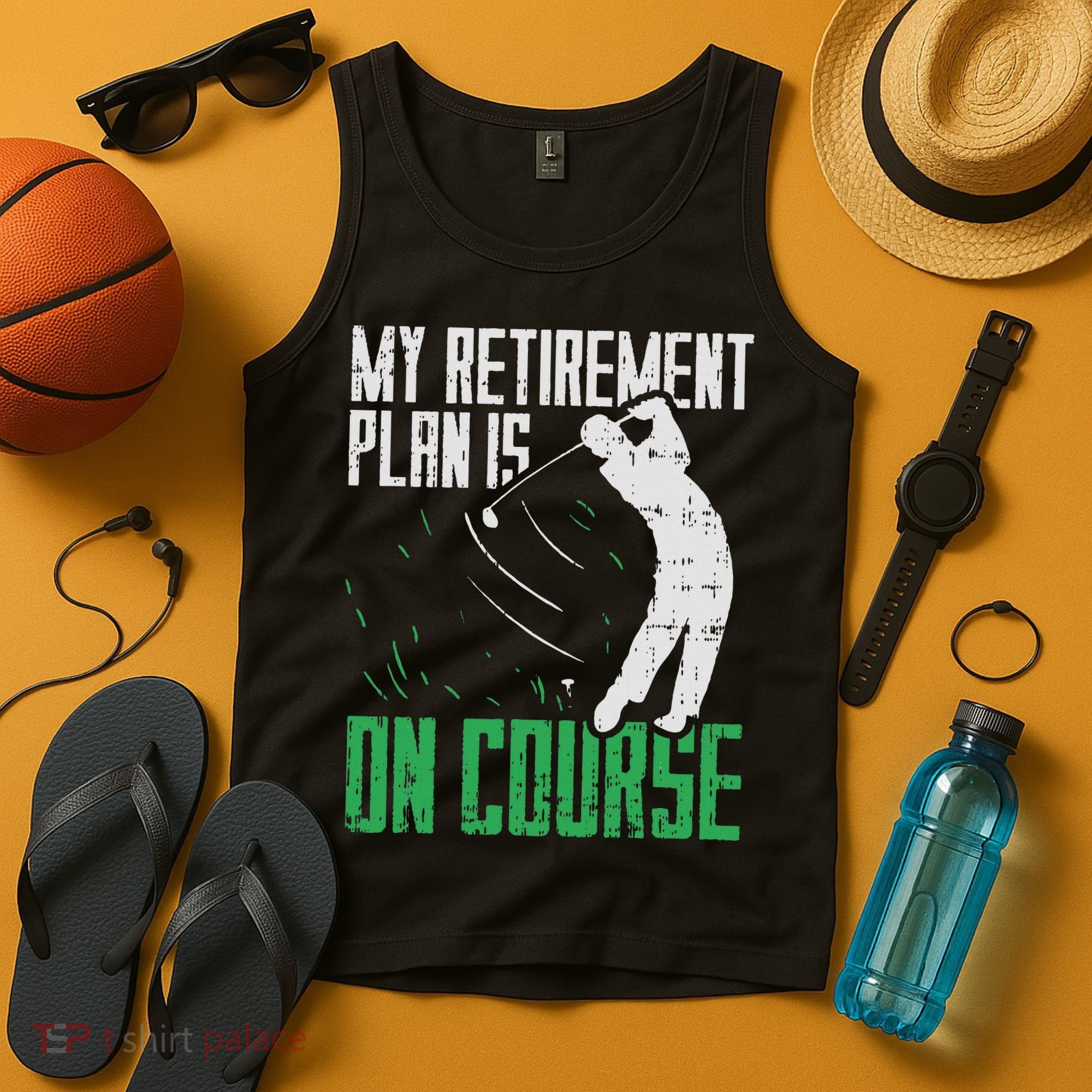 Retirement Plan On Course Golf Funny Retired Golfer Dad Gift Tank Top