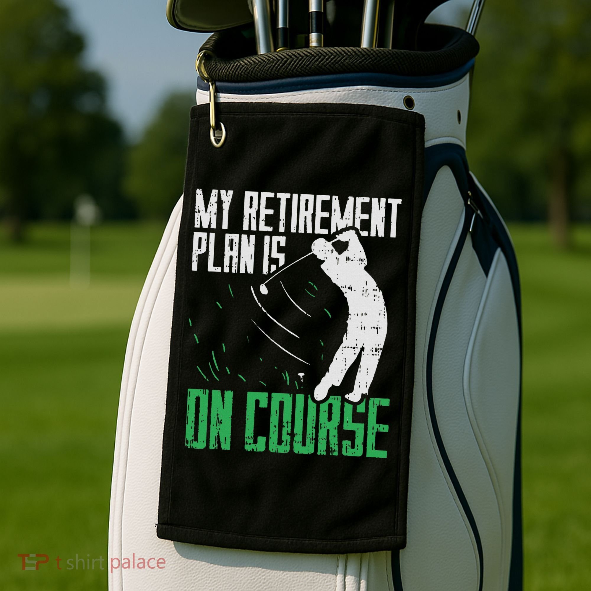 Retirement Plan On Course Golf Funny Retired Golfer Dad Gift Golf Towel