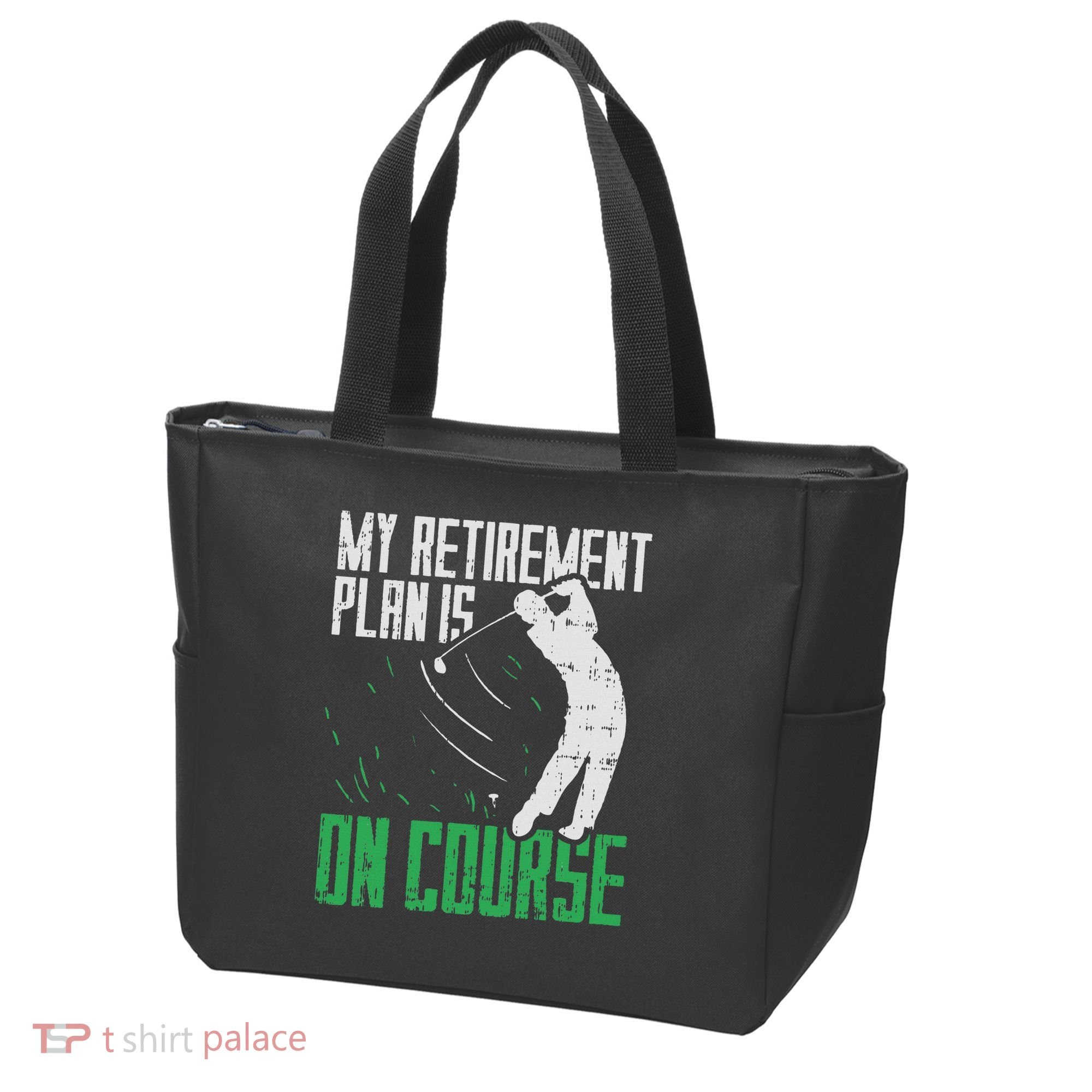Retirement Plan On Course Golf Funny Retired Golfer Dad Gift Tote Bag