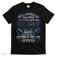 Retired Police Officer Vintage Flag Thin Blue Line T-Shirt thumb 0