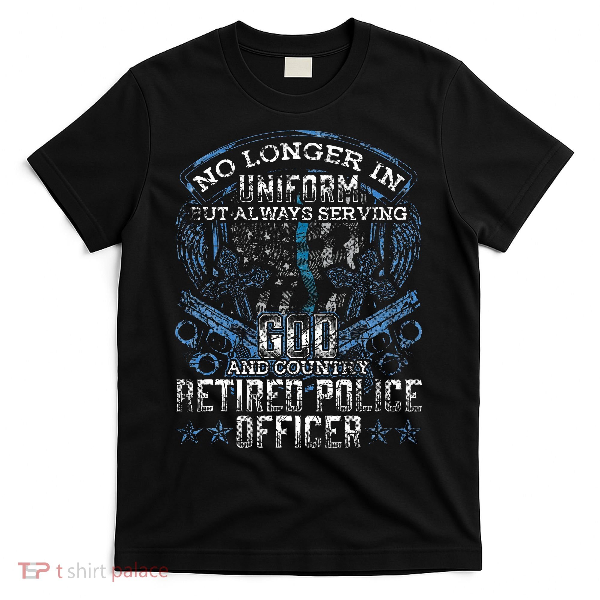 Retired Police Officer Vintage Flag Thin Blue Line T-Shirt
