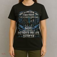 Retired Police Officer Vintage Flag Thin Blue Line T-Shirt thumb 4