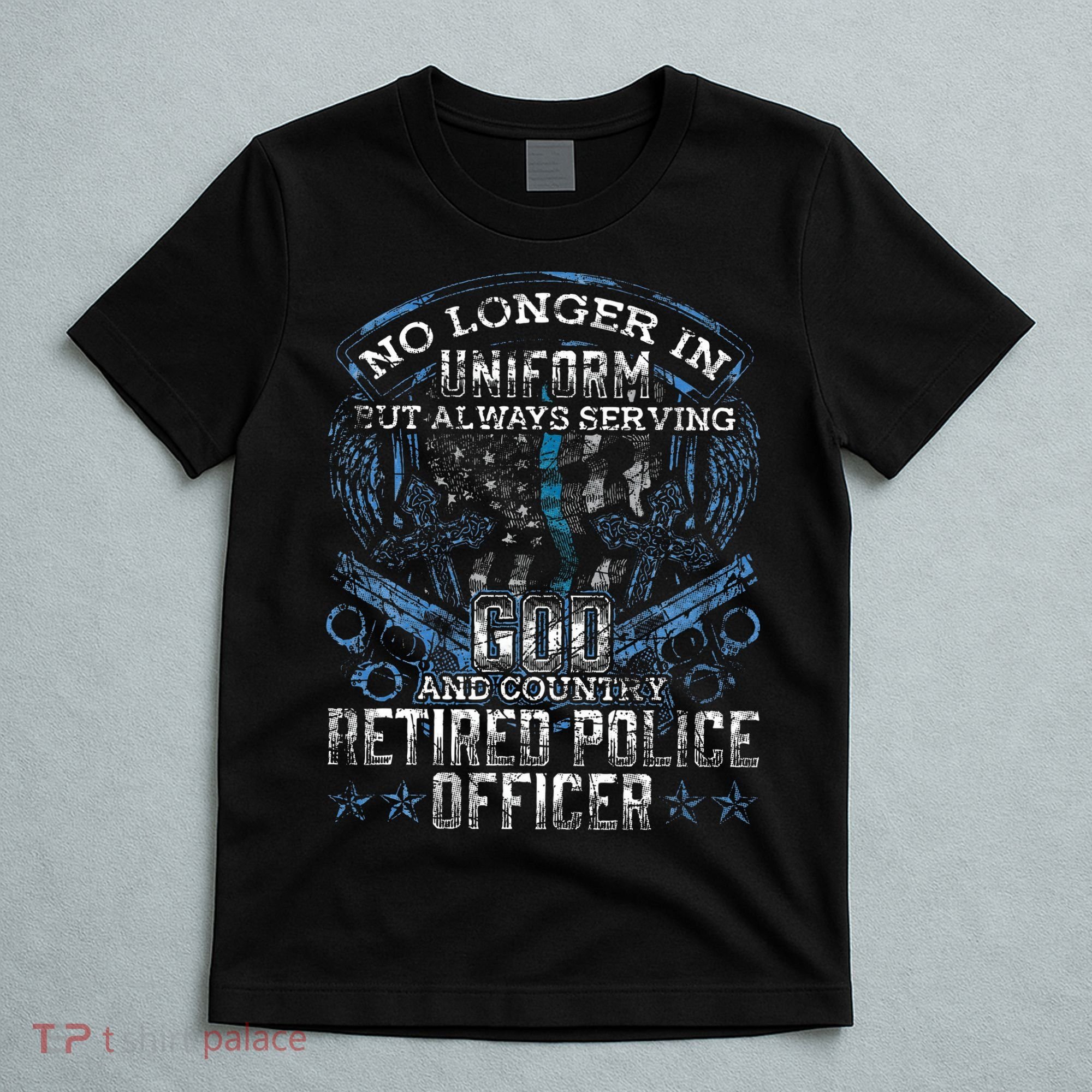 Retired Police Officer Vintage Flag Thin Blue Line T-Shirt