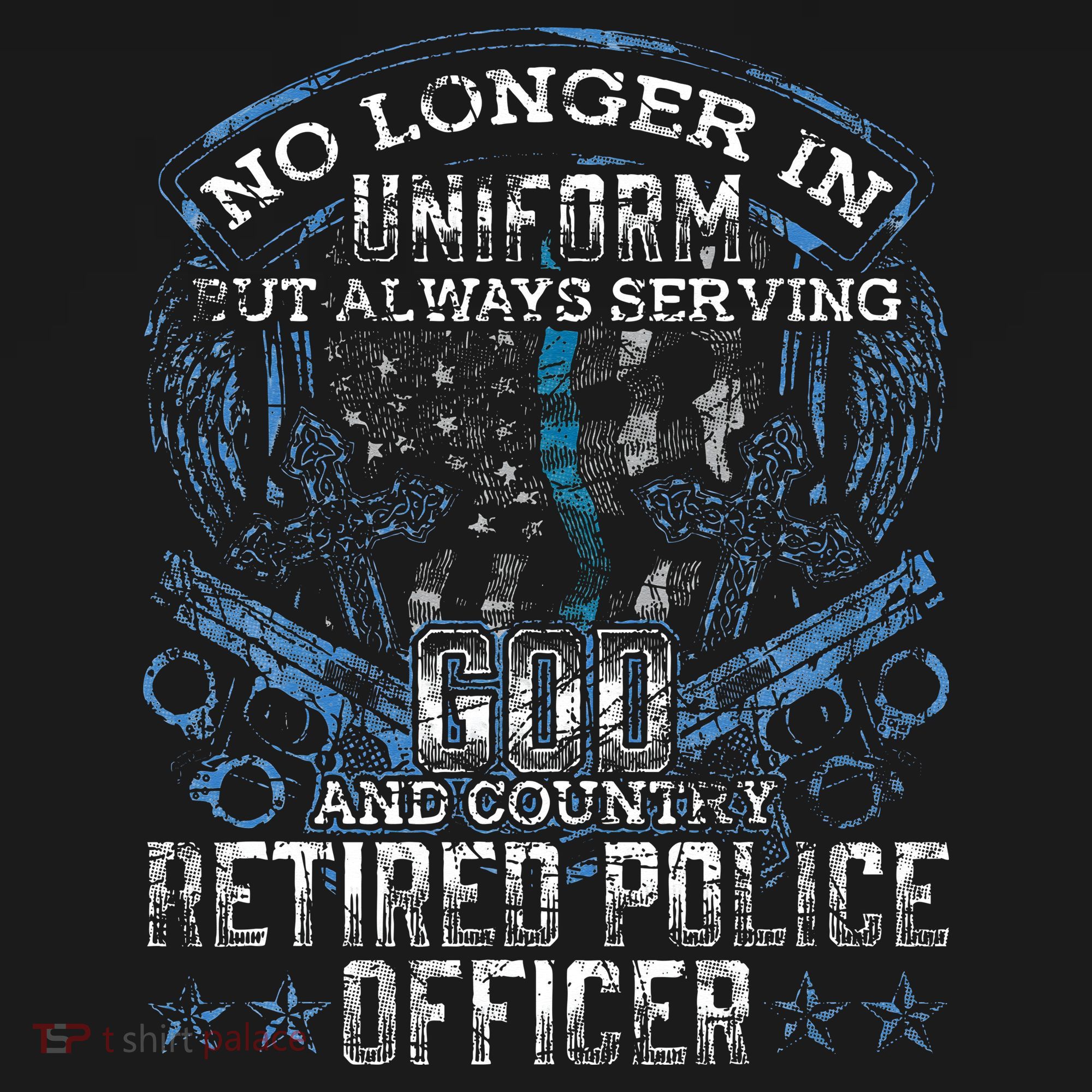 Retired Police Officer Vintage Flag Thin Blue Line T-Shirt