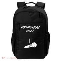 Retired Principal Out Retirement Mic Drop End Of Year Funny Backpack thumb 0