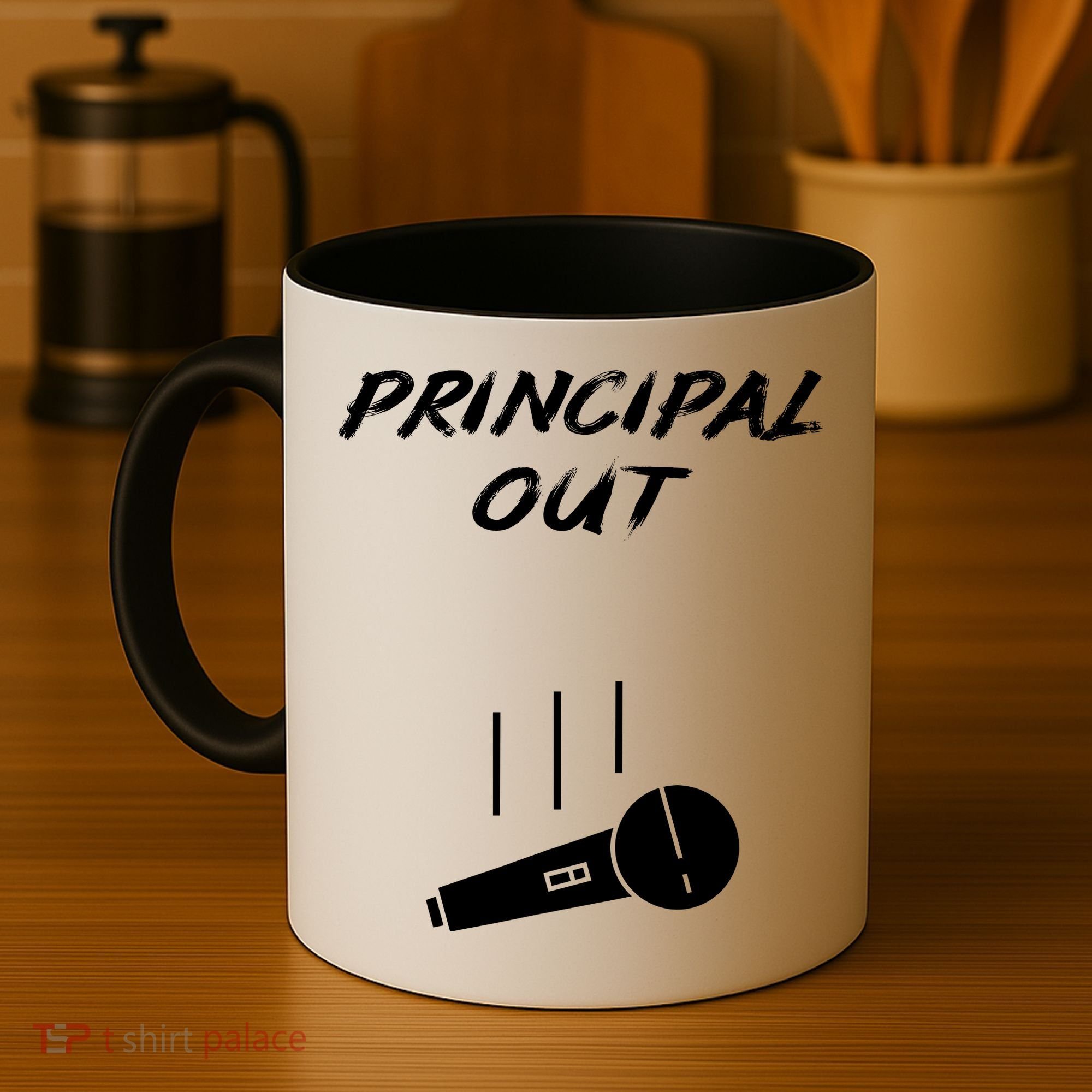 Retired Principal Out Retirement Mic Drop End Of Year Funny Coffee Mug