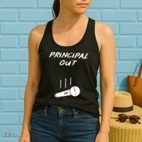 Retired Principal Out Retirement Mic Drop End Of Year Funny Women's Tank Top thumb 2