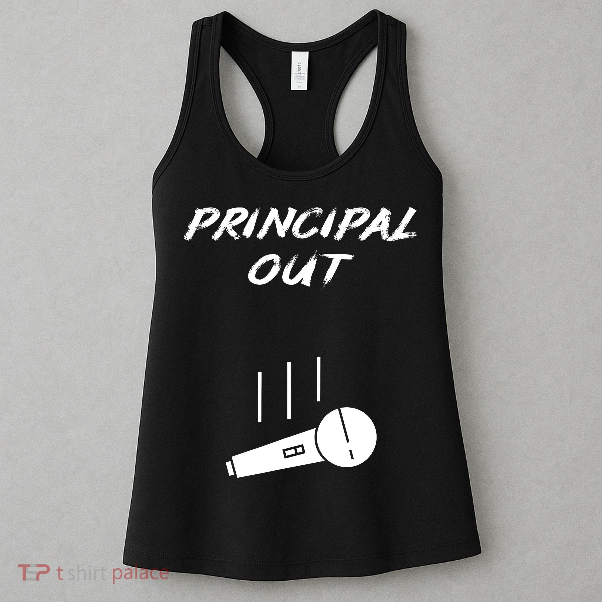 Retired Principal Out Retirement Mic Drop End Of Year Funny Women's Tank Top