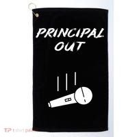 Retired Principal Out Retirement Mic Drop End Of Year Funny Golf Towel thumb 0