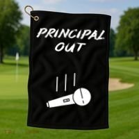 Retired Principal Out Retirement Mic Drop End Of Year Funny Golf Towel thumb 1