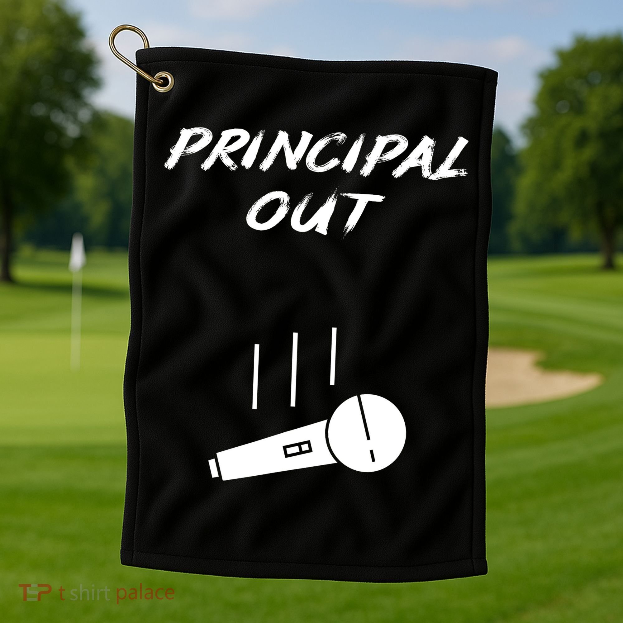 Retired Principal Out Retirement Mic Drop End Of Year Funny Golf Towel